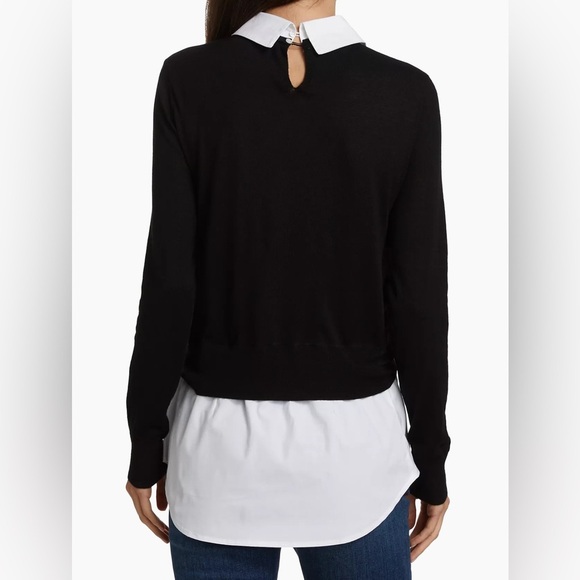 Veronica Beard Phoebe Black White Mixed Media Wool Button Up Sweater Top Size XS - Picture 3 of 12